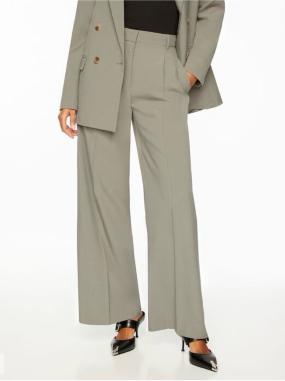 Dynamite Ellie Pleated Wide Leg Pants — Rainstorm Taupe - Picture 6 of 6